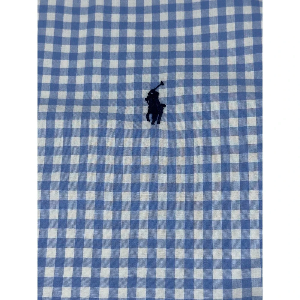 Ralph Lauren Gingham Button Down Boys‎ XL 18-20 Blue White Short Sleeve Preppy